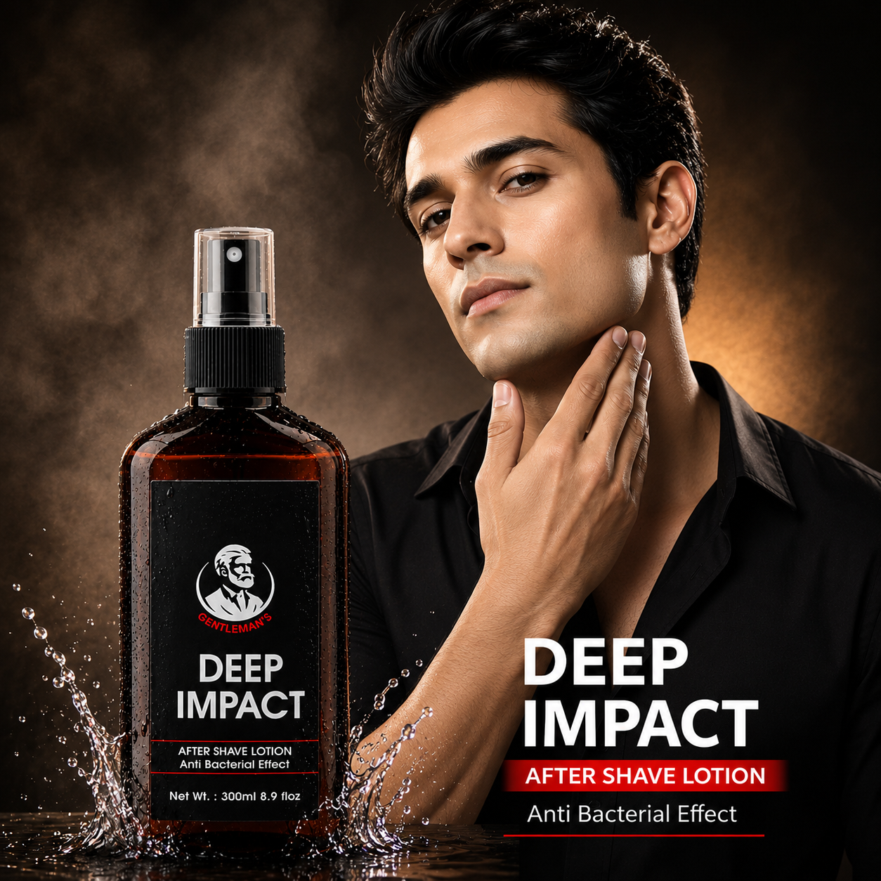 Gentleman's Deep Impact Premium After Shave Lotion for Men | Anti-Bacterial Protection | Refreshing Post-Shave Care | 300ml - Image 2