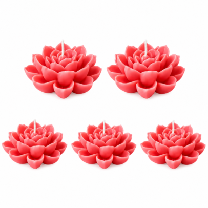 Lotus Flower Floating Candle Set of 5 | Decorative Floral Wax Candles | Scent-Free Handmade Diya Candles for Home Décor, Puja, Festivals & Gifts