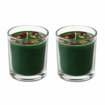 Luxury Scented Glass Jar Candle Set of 2 | Premium Soy Wax Aromatherapy Candles with Dried Flowers | Home Décor, Relaxation & Gifting