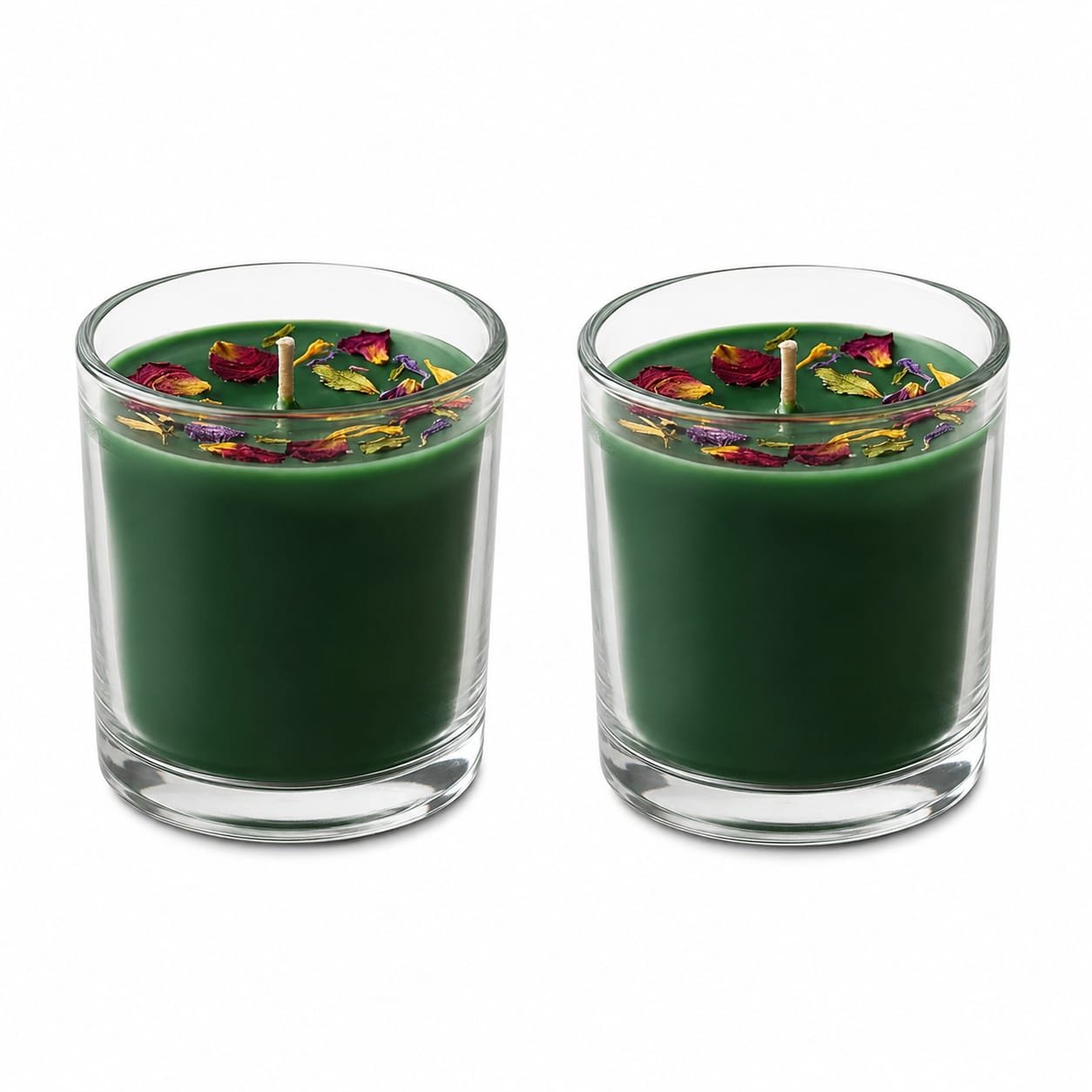 Luxury Scented Glass Jar Candle Set of 2 | Premium Soy Wax Aromatherapy Candles with Dried Flowers | Home Décor, Relaxation & Gifting